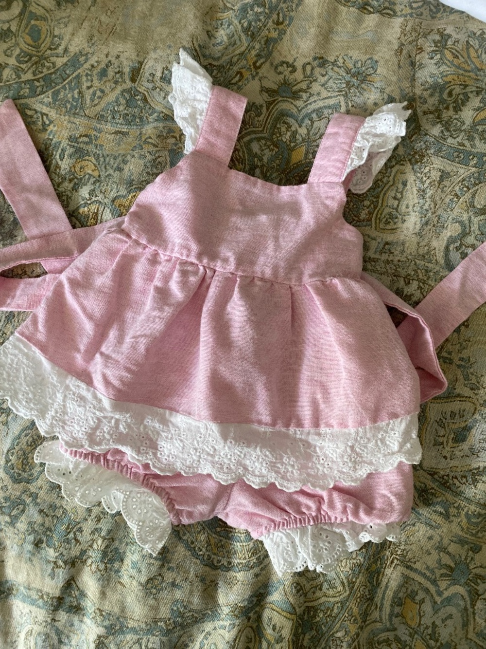 Linen 9 month Pink Bloomer Set